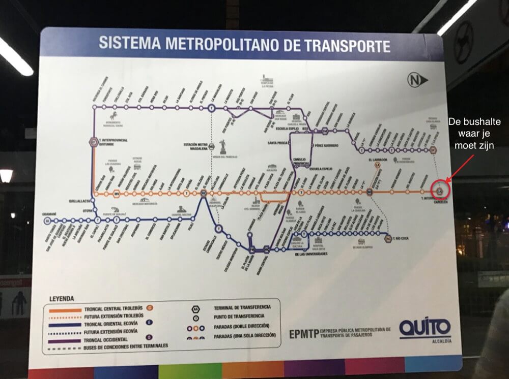 Metro kaart Quito
