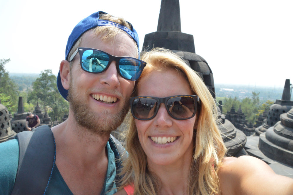 Sjoerd en kim bij de Borobudur