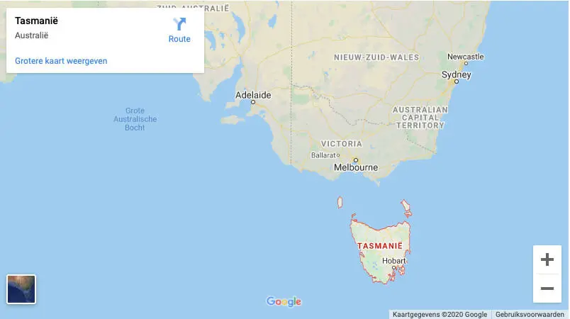 Locatie Tasmanie