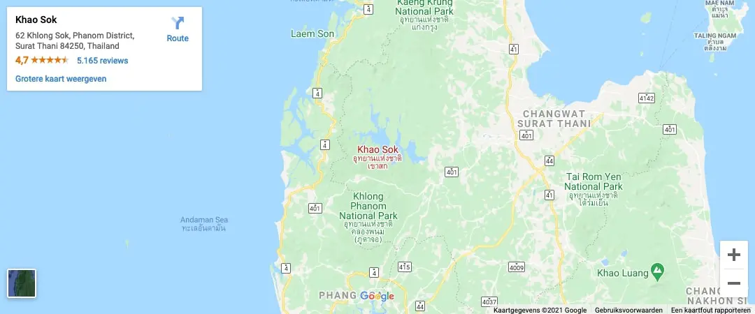 locatie Khao Sok National park