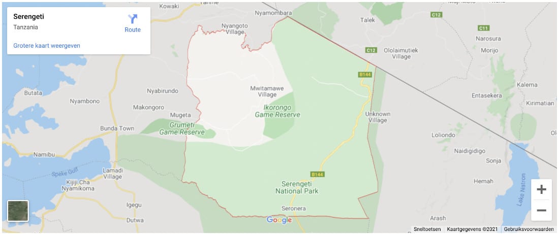 kaart Serengeti