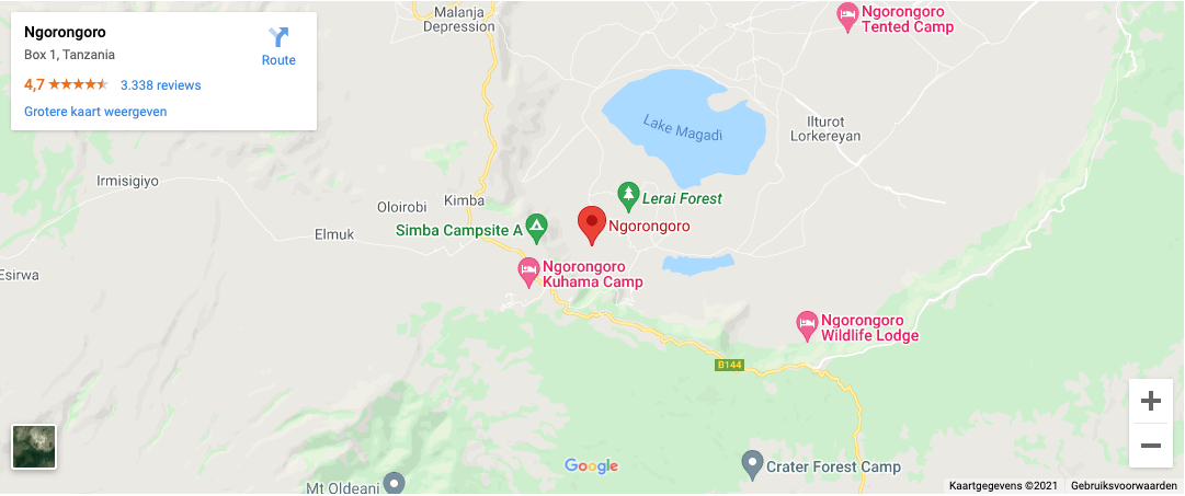 Lokatie Ngorongoro Krater