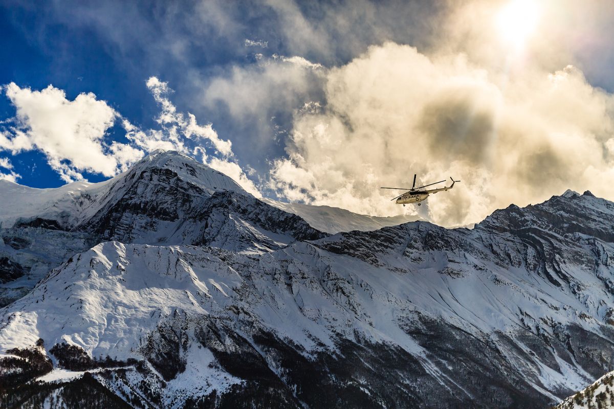 Helikopter boven Annapurna